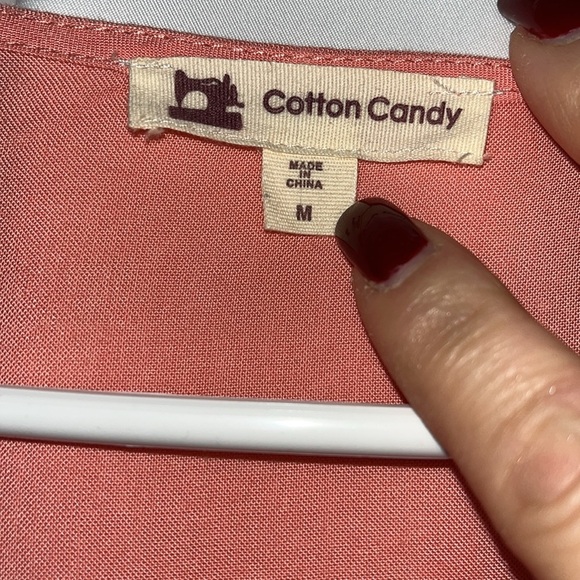 NWTCOTTON CANDY ruffle sleeve pull tie bodice midi length lined dress Sz M Coral - Picture 7 of 9